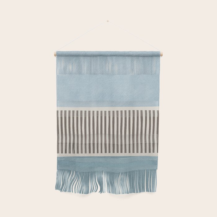 Light Blue Gray Lines Modern Minimal Abstract Artwork Wall Hanging Gallery Image 1