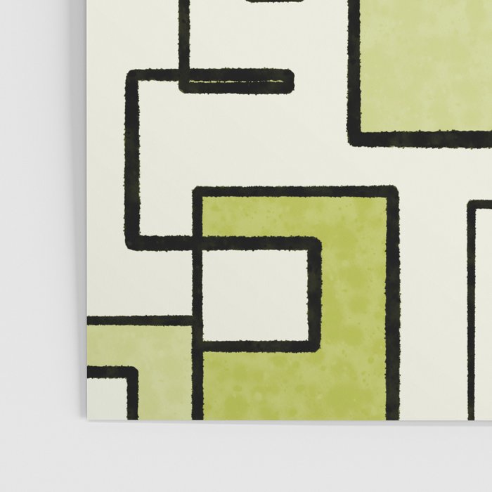 Piet Composition in Retro Avocado Sage Light Green Mid-Century Modern Minimalist Geometric Abstract Poster Gallery Image 3