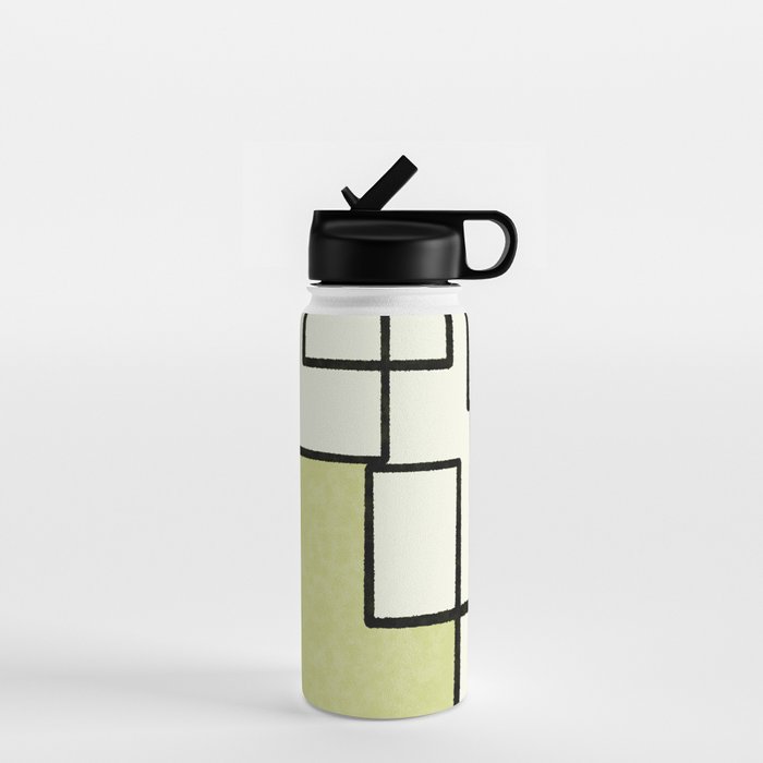 Piet Composition in Retro Avocado Sage Light Green Mid-Century Modern Minimalist Geometric Abstract Water Bottle Gallery Image 1