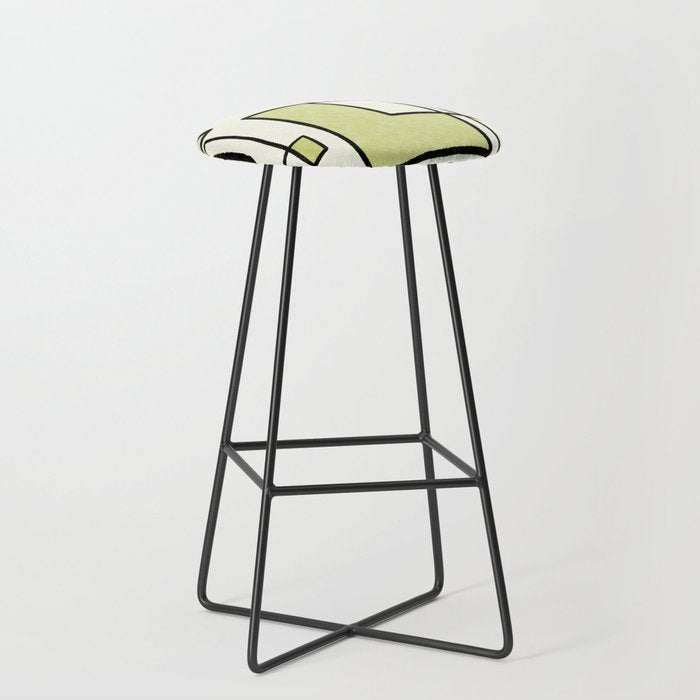 Piet Composition in Retro Avocado Sage Light Green Mid-Century Modern Minimalist Geometric Abstract Stool Gallery Image 1