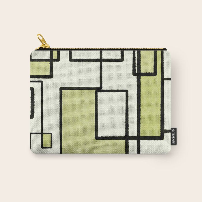 Piet Composition in Retro Avocado Sage Light Green Mid-Century Modern Minimalist Geometric Abstract Carry All Pouch Gallery Image 1