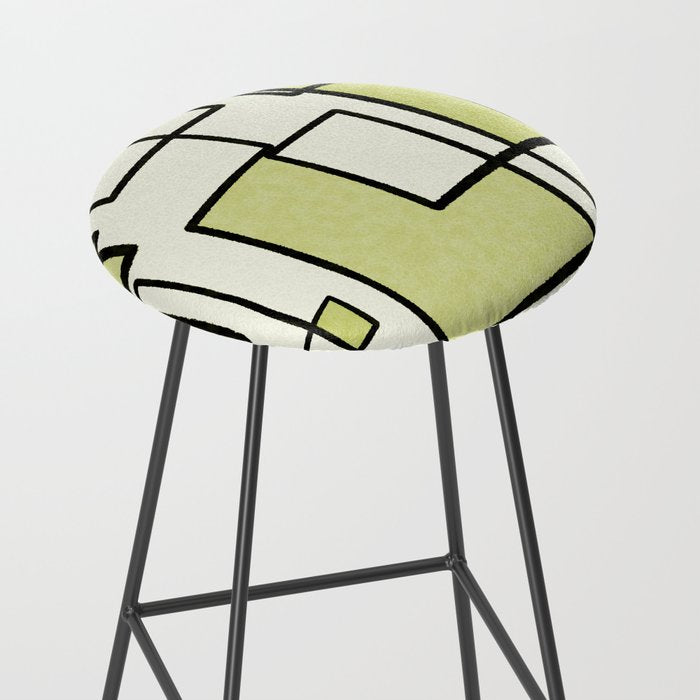 Piet Composition in Retro Avocado Sage Light Green Mid-Century Modern Minimalist Geometric Abstract Stool Gallery Image 2