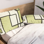 Piet Composition in Retro Avocado Sage Light Green Mid-Century Modern Minimalist Geometric Abstract Pillow Sham Gallery Image 2