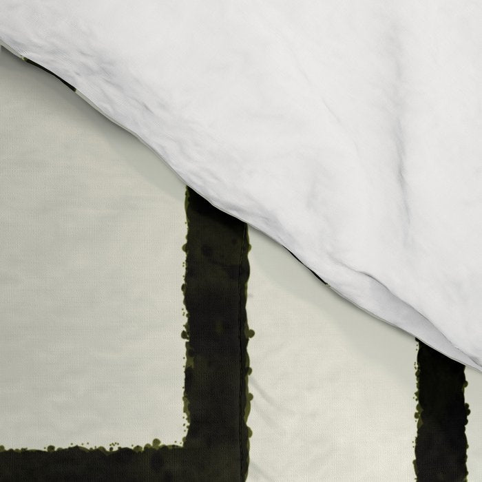 Piet Composition in Retro Avocado Sage Light Green Mid-Century Modern Minimalist Geometric Abstract Comforter Gallery Image 4