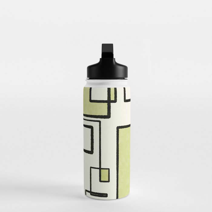 Piet Composition in Retro Avocado Sage Light Green Mid-Century Modern Minimalist Geometric Abstract Water Bottle Gallery Image 3