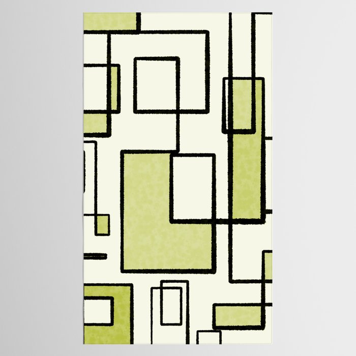 Piet Composition in Retro Avocado Sage Light Green Mid-Century Modern Minimalist Geometric Abstract Tablecloth Gallery Image 2