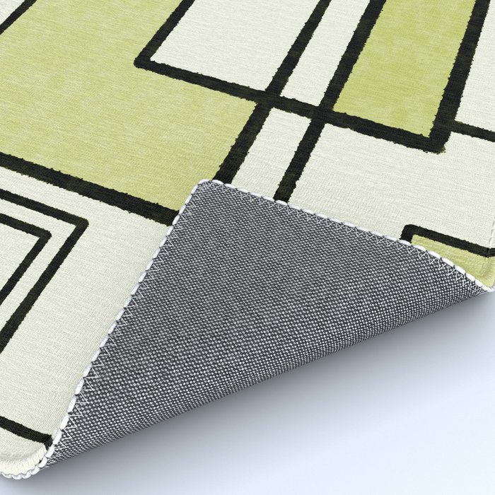 Piet Composition in Retro Avocado Sage Light Green Mid-Century Modern Minimalist Geometric Abstract Rug Gallery Image 4