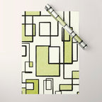 Piet Composition in Retro Avocado Sage Light Green Mid-Century Modern Minimalist Geometric Abstract Wrapping Paper Gallery Image 1