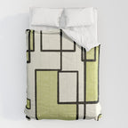 Piet Composition in Retro Avocado Sage Light Green Mid-Century Modern Minimalist Geometric Abstract Comforter Gallery Image 6