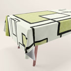 Piet Composition in Retro Avocado Sage Light Green Mid-Century Modern Minimalist Geometric Abstract Tablecloth Gallery Image 1