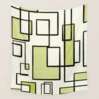 Piet Composition in Retro Avocado Sage Light Green Mid-Century Modern Minimalist Geometric Abstract Wall Tapestry Gallery Image 4