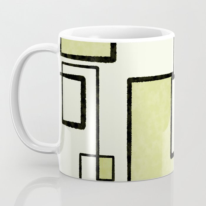 Piet Composition in Retro Avocado Sage Light Green Mid-Century Modern Minimalist Geometric Abstract Coffee Mug Gallery Image 3