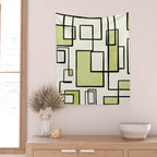Piet Composition in Retro Avocado Sage Light Green Mid-Century Modern Minimalist Geometric Abstract Wall Tapestry Gallery Image 2