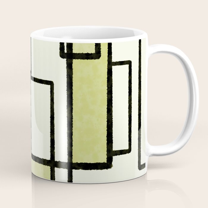 Piet Composition in Retro Avocado Sage Light Green Mid-Century Modern Minimalist Geometric Abstract Coffee Mug Gallery Image 1