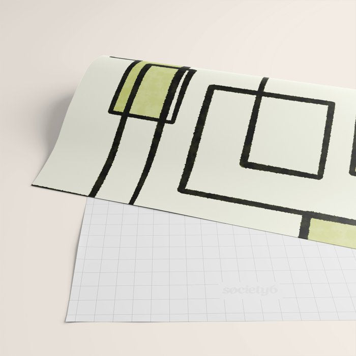 Piet Composition in Retro Avocado Sage Light Green Mid-Century Modern Minimalist Geometric Abstract Wrapping Paper Gallery Image 2