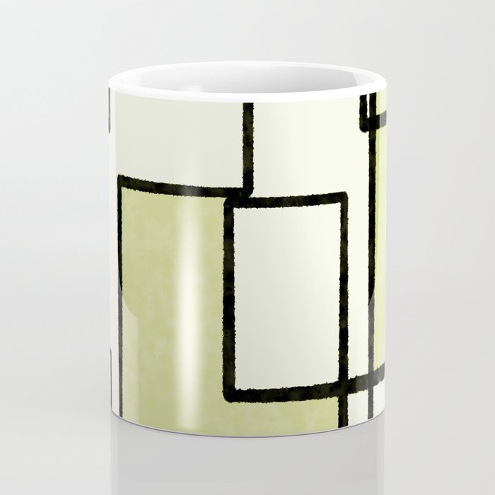 Piet Composition in Retro Avocado Sage Light Green Mid-Century Modern Minimalist Geometric Abstract Coffee Mug Gallery Image 4