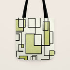 Piet Composition in Retro Avocado Sage Light Green Mid-Century Modern Minimalist Geometric Abstract Tote Bag Gallery Image 1