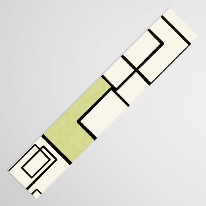 Piet Composition in Retro Avocado Sage Light Green Mid-Century Modern Minimalist Geometric Abstract Table Runner Gallery Image 3