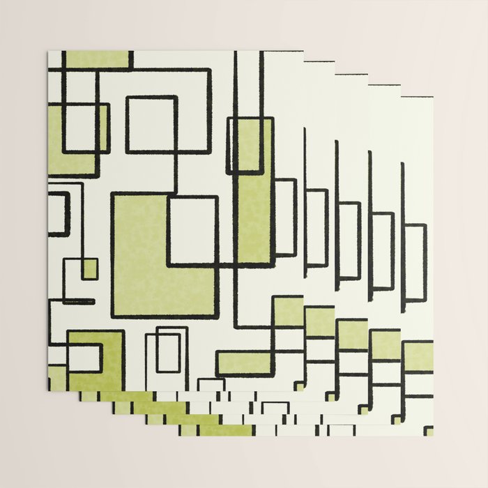 Piet Composition in Retro Avocado Sage Light Green Mid-Century Modern Minimalist Geometric Abstract Wrapping Paper Gallery Image 3