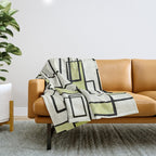 Piet Composition in Retro Avocado Sage Light Green Mid-Century Modern Minimalist Geometric Abstract Throw Blanket Gallery Image 1