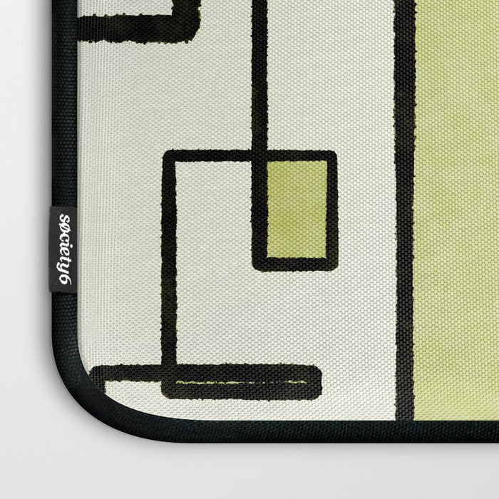 Piet Composition in Retro Avocado Sage Light Green Mid-Century Modern Minimalist Geometric Abstract Laptop Sleeve Gallery Image 3