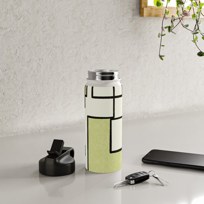 Piet Composition in Retro Avocado Sage Light Green Mid-Century Modern Minimalist Geometric Abstract Water Bottle Gallery Image 4