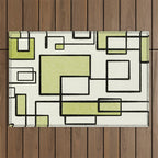 Piet Composition in Retro Avocado Sage Light Green Mid-Century Modern Minimalist Geometric Abstract Outdoor Rug Gallery Image 1
