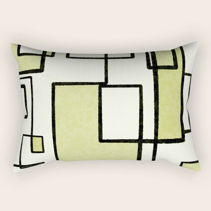 Piet Composition in Retro Avocado Sage Light Green Mid-Century Modern Minimalist Geometric Abstract Rectangular Pillow Gallery Image 2