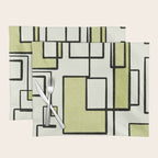 Piet Composition in Retro Avocado Sage Light Green Mid-Century Modern Minimalist Geometric Abstract Placemat Gallery Image 1