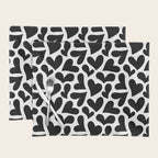 Black and white love heart shape pattern Placemat Gallery Image 1