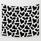 Black and white love heart shape pattern Wall Tapestry Gallery Image 4