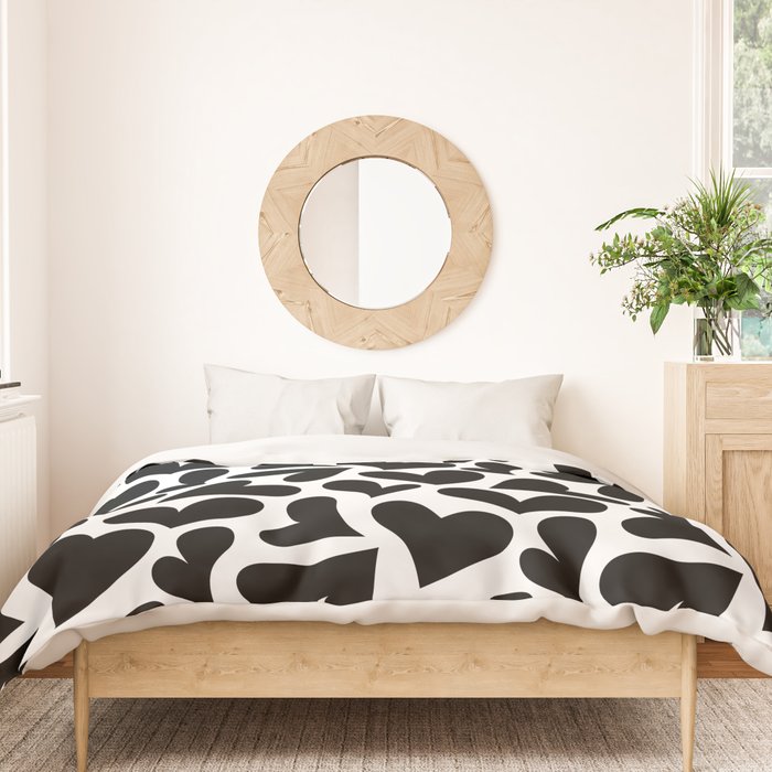 Black and white love heart shape pattern Duvet Cover Gallery Image 3