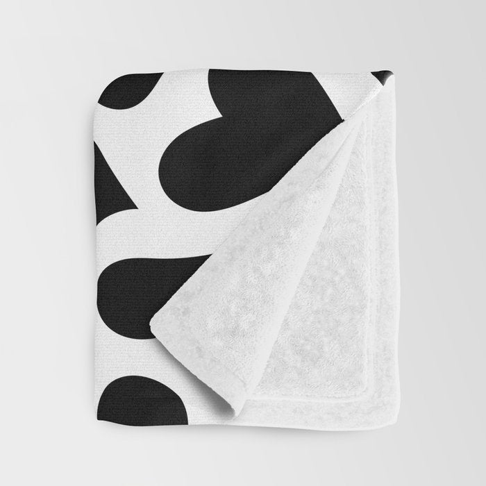 Black and white love heart shape pattern Throw Blanket Gallery Image 3