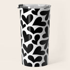 Black and white love heart shape pattern Travel Mug Gallery Image 3