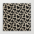 Black and white love heart shape pattern Wood Wall Art Gallery Image 1