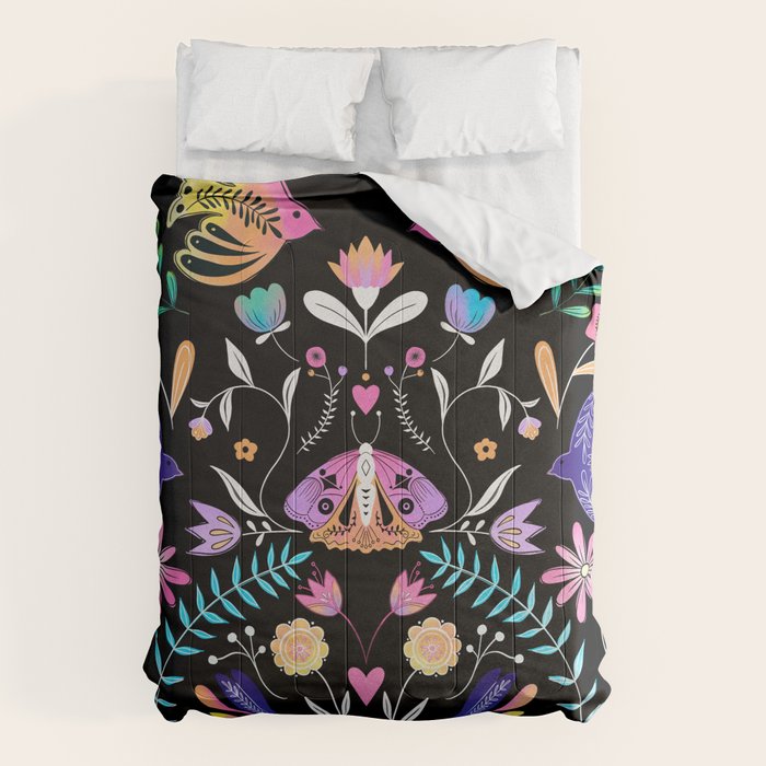 Folk Art Florals black in colors Comforter Gallery Image 6