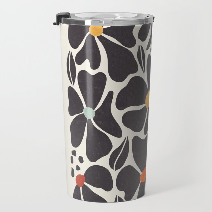 Abstract Black Florals Travel Mug Gallery Image 3