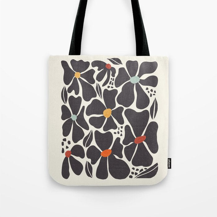 Abstract Black Florals Tote Bag Gallery Image 1