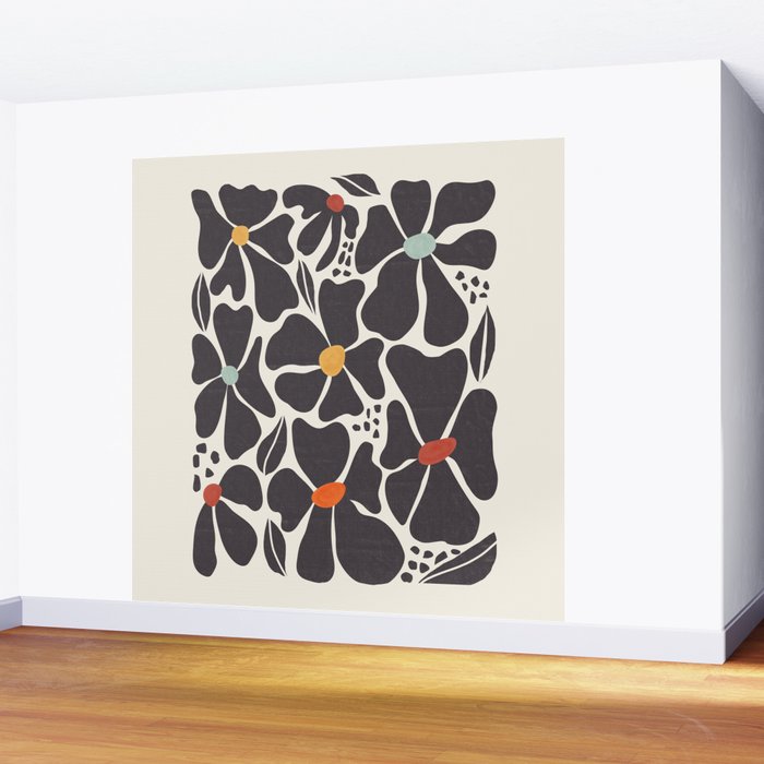 Abstract Black Florals Wall Mural Gallery Image 2