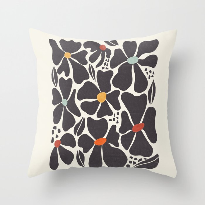 Abstract Black Florals Throw Pillow Gallery Image 6