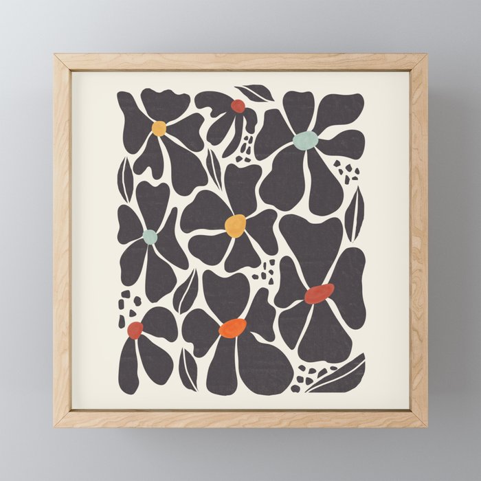 Abstract Black Florals Mini Art Print Gallery Image 1