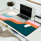 Abstract Diagonal Waves in Teal, Terracotta, and Pink Desk Mat Gallery Image 2