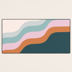 Abstract Diagonal Waves in Teal, Terracotta, and Pink Desk Mat Gallery Image 3