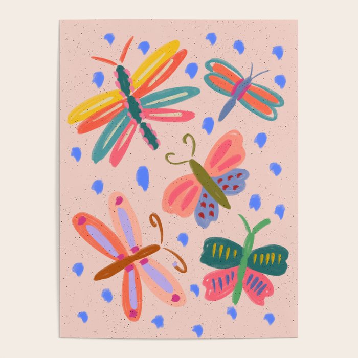 Happy and Colorful Butterflies Illustration Poster Gallery Image 4