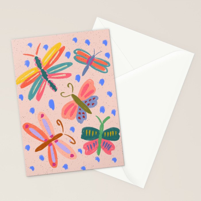 Happy and Colorful Butterflies Illustration Stationery Card Gallery Image 2