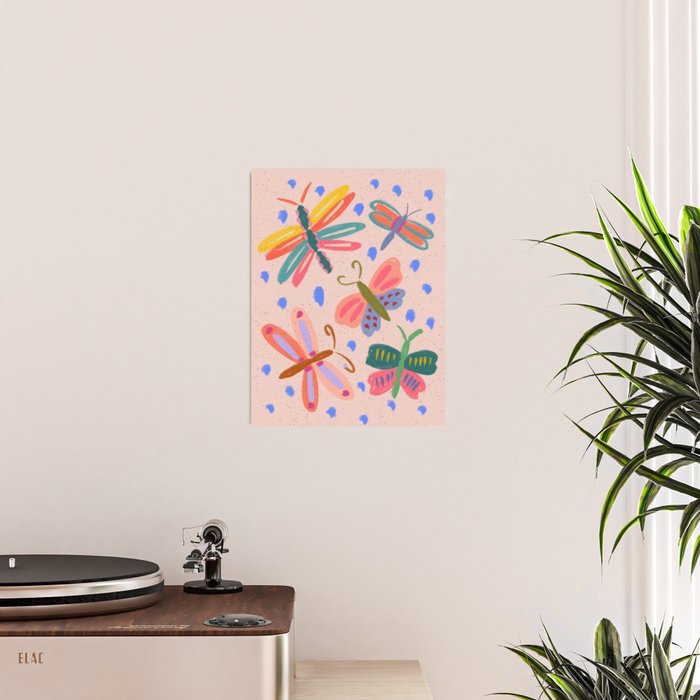 Happy and Colorful Butterflies Illustration Poster Gallery Image 2