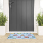 Pastel Blue Colorful Smiley Faces Welcome Mat Gallery Image 3
