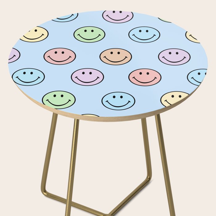 Pastel Blue Colorful Smiley Faces Side Table Gallery Image 2