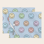 Pastel Blue Colorful Smiley Faces Placemat Gallery Image 1