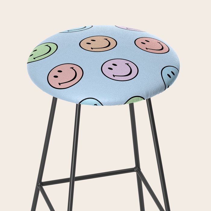 Pastel Blue Colorful Smiley Faces Stool Gallery Image 2